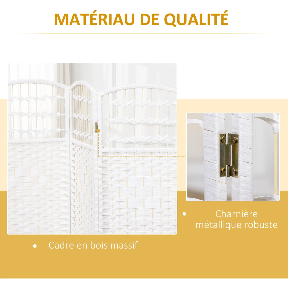 Paravent 4 Panneaux Blanc