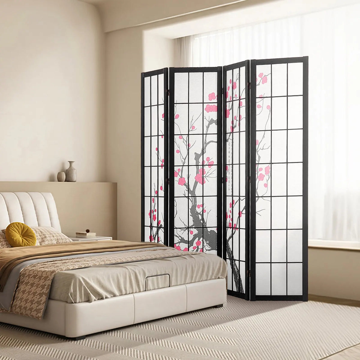 Paravent Japonais Fleurs de Cerisier 4 Panneaux
