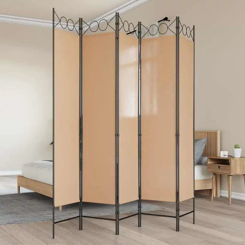 Paravent 6 Panneaux Tissu Beige