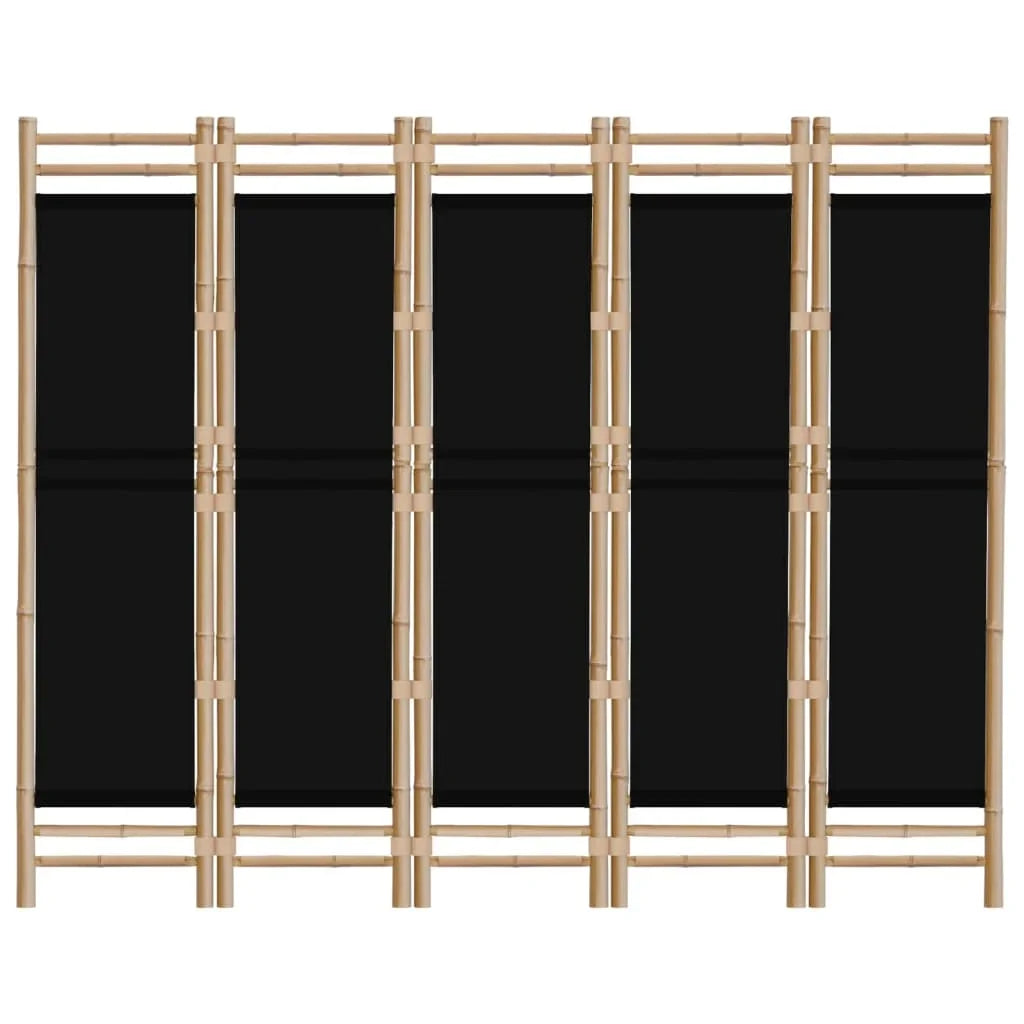 Paravent 5 Panneaux Bambou & Toile