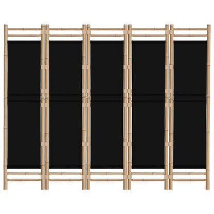 Paravent 5 Panneaux Bambou & Toile