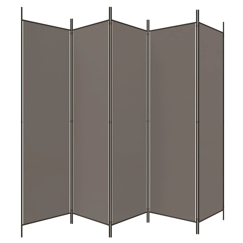 Paravent 5 Panneaux Tissu Anthracite