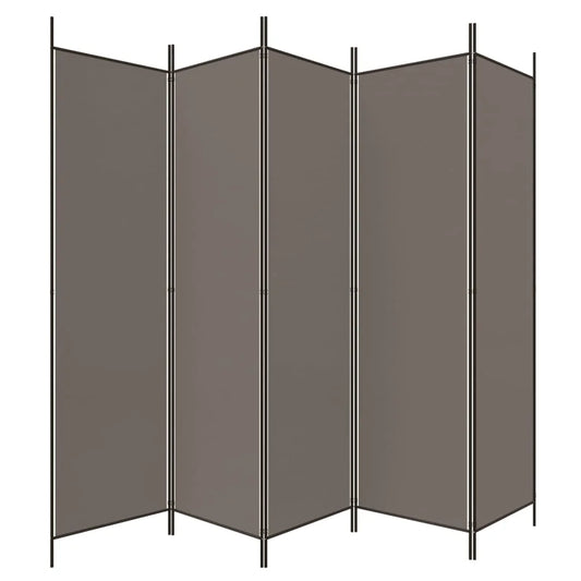 Paravent 5 Panneaux Tissu Anthracite