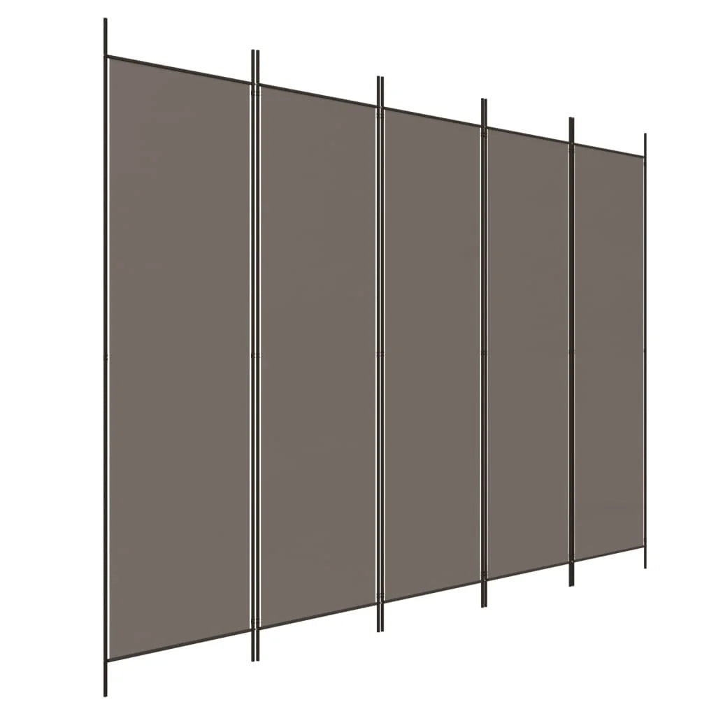 Paravent 5 Panneaux Tissu Anthracite