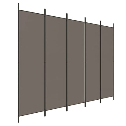 Paravent 5 Panneaux Tissu Anthracite