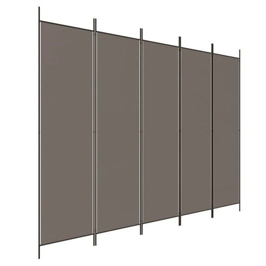 Paravent 5 Panneaux Tissu Anthracite