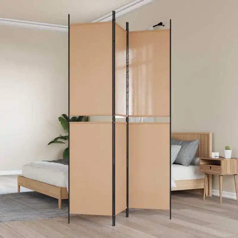 Paravent 3 Panneaux Tissu Beige 150 × 220 cm
