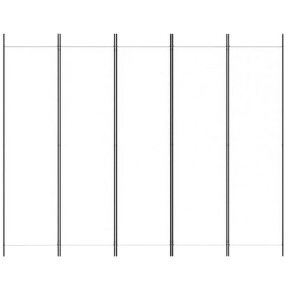 Paravent 5 Panneaux Tissu Blanc 250×200 cm