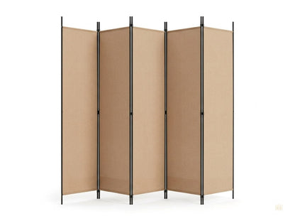 Paravent 5 Panneaux Tissu Beige
